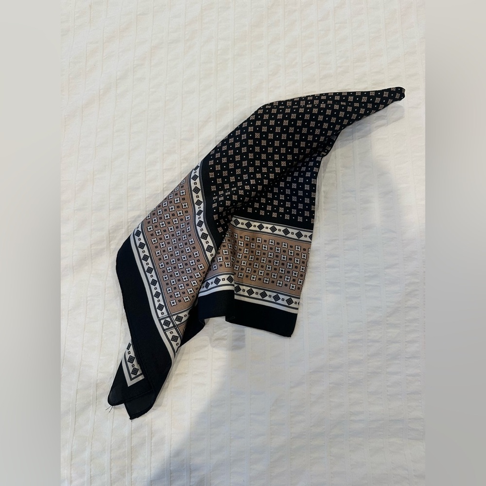 Medium silky scarf  brown tan  black  color